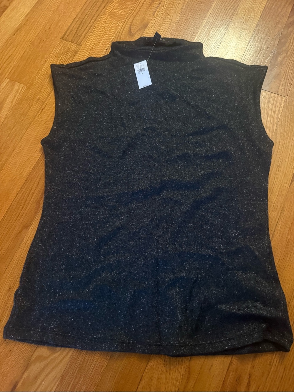 NWT Banana Republic Black Metallic Mock Neck Sleeveless Top Size M